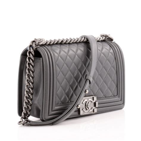 chanel small quilted boy flap bag grey|chanel quilted single flap bag.